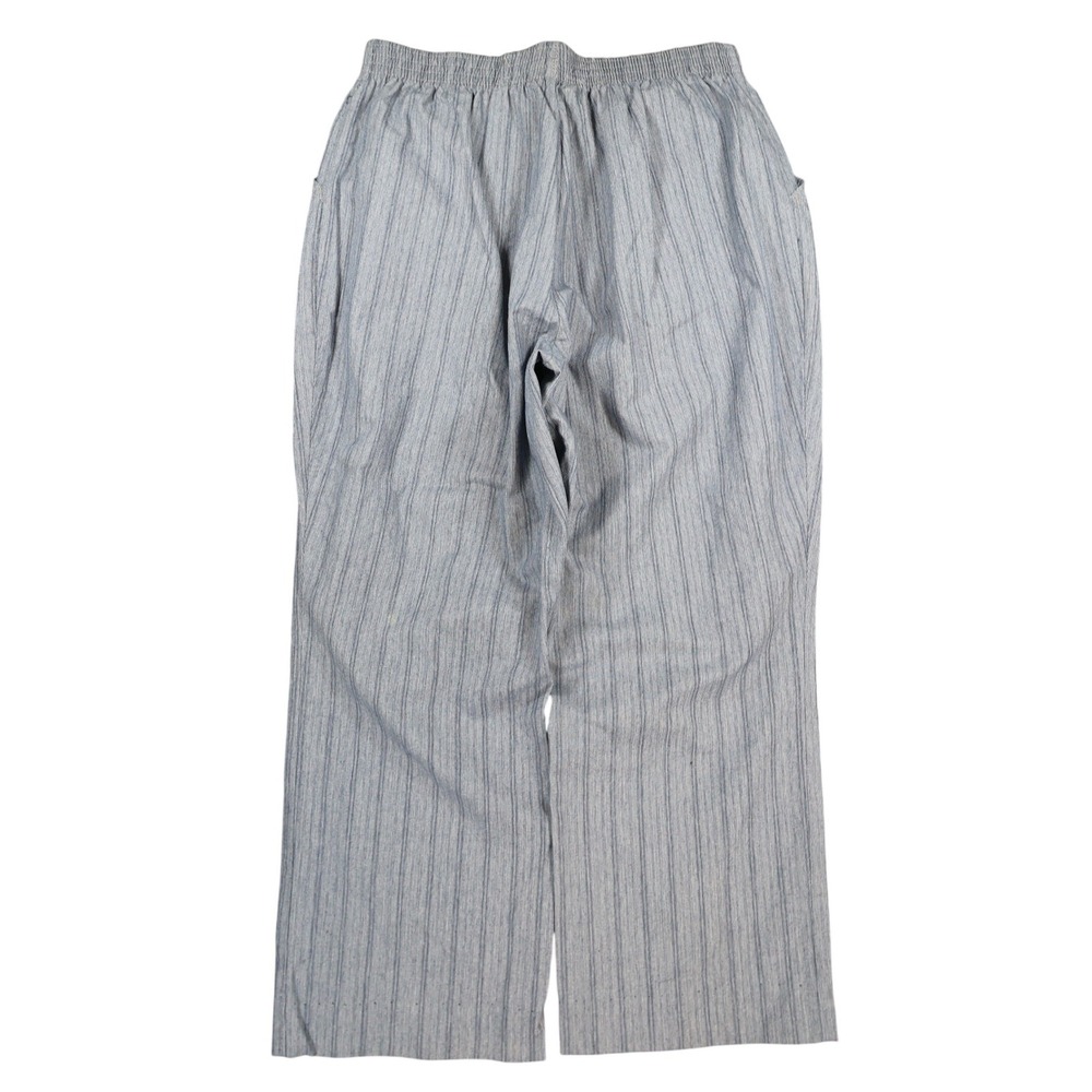 Chic Pull On Pants Womens 14 Petite Blue 100% Cotton Striped Elastic Waist - Picture 2 of 13